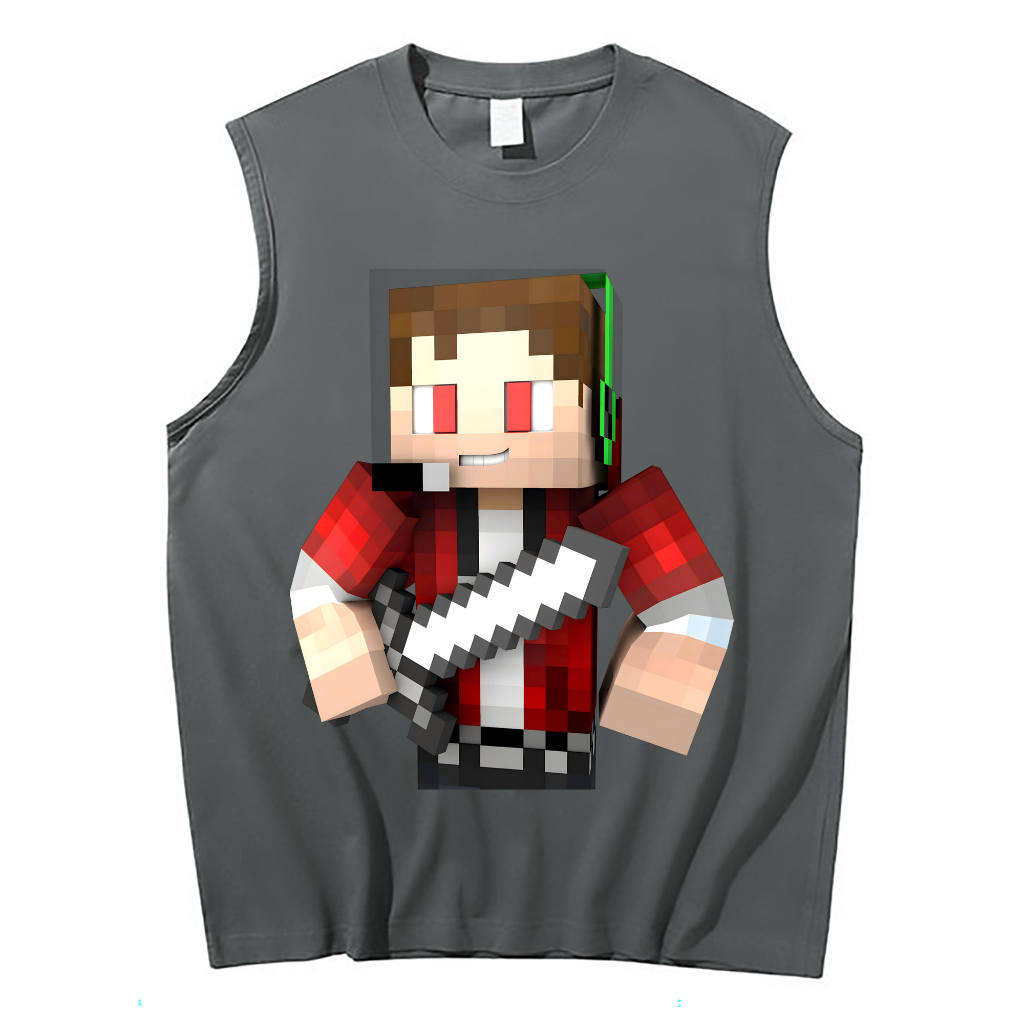 （画像用） マインクラフト ブロックの世界 Minecraft MC Block world コットン100％タンクトップ（フロントプリント）